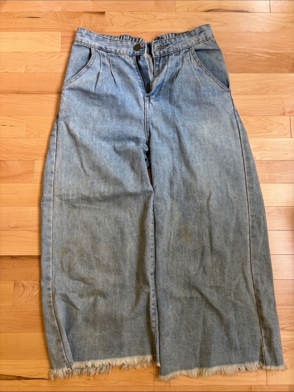 Wide-Leg Women's Denim Pants in Light Blue